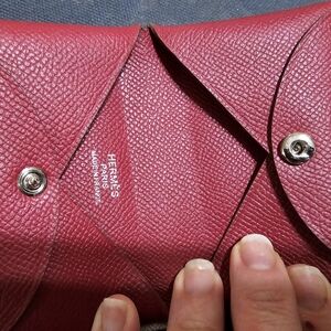 Bordeaux Red Leather Calvi Type Card Holder